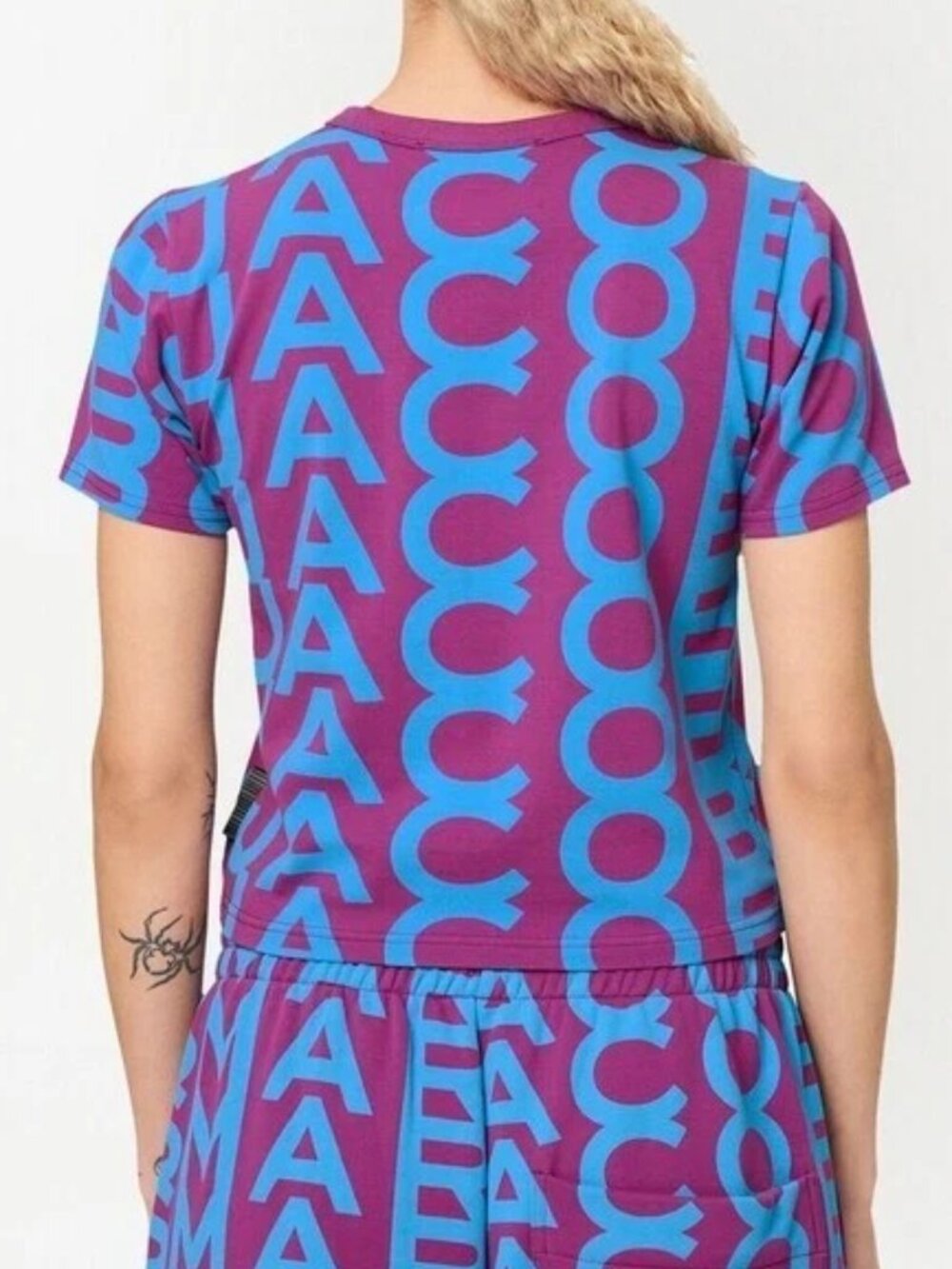 NEW MARC JACOBS Women's PURPLE BLUE THE MONOGRAM BABY TEE Shirt - Picture 4 of 6